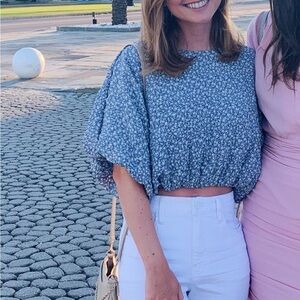 English factory bubble hem crop top